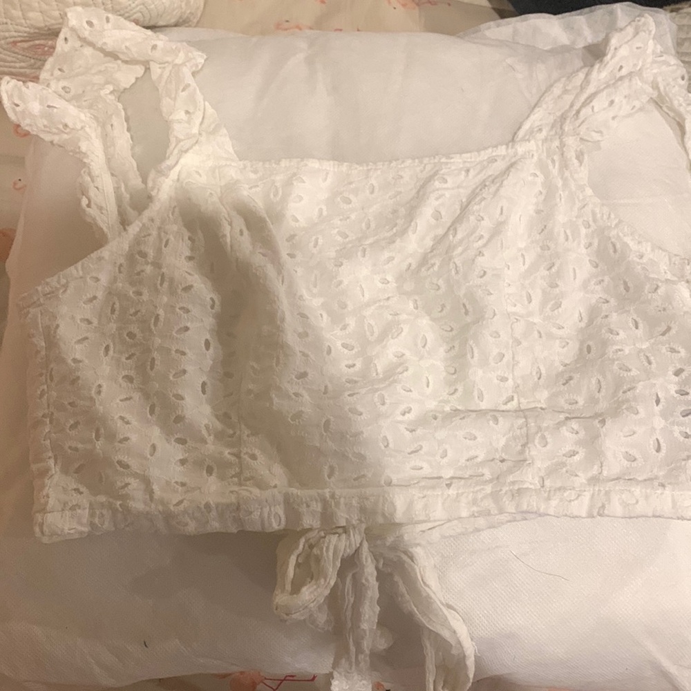 White Designed Crop Top